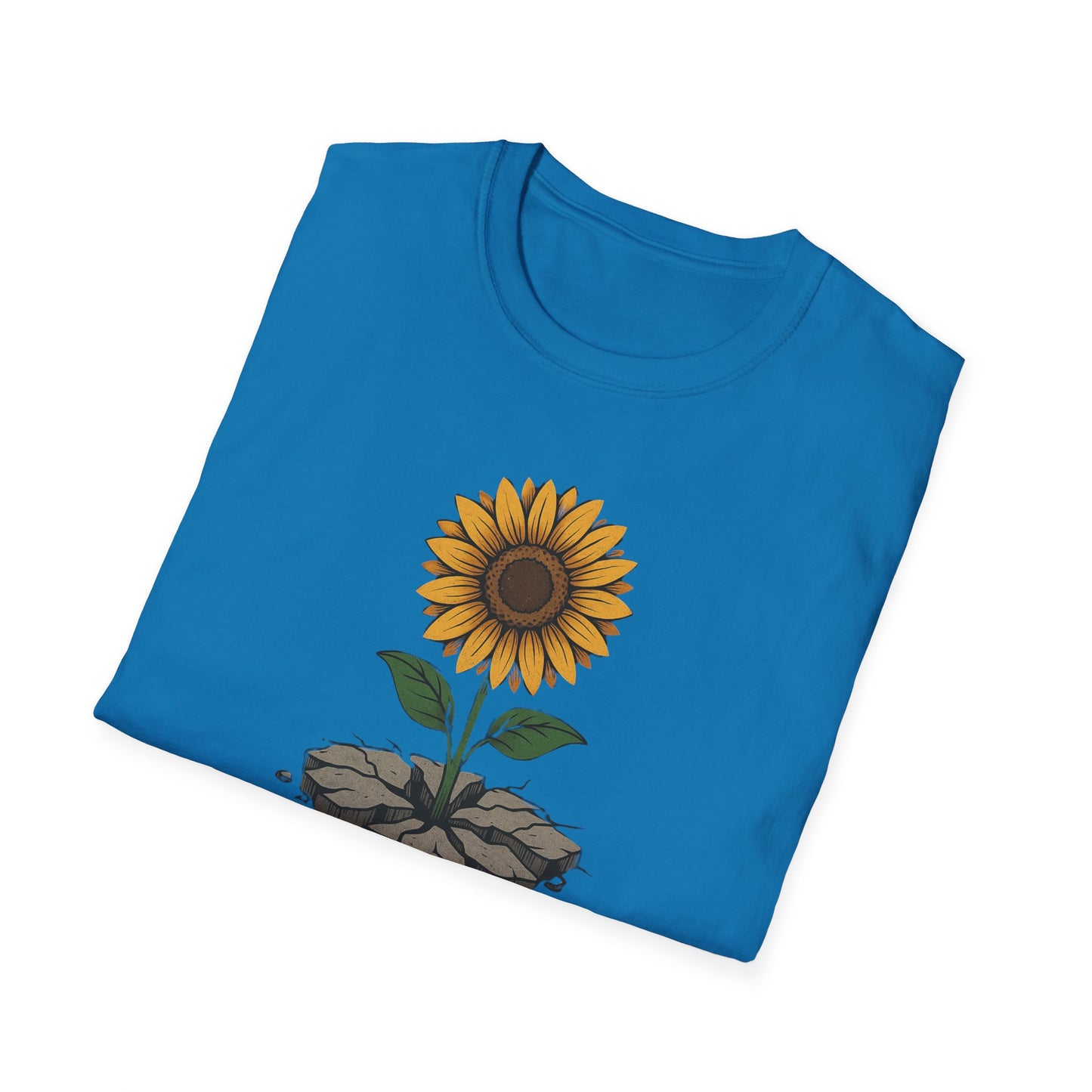 Bloom Through the Concrete Unisex Softstyle T-Shirt, Inspirational Tee, Nature Lover Gift, Motivational Shirt, Gardening Outfit