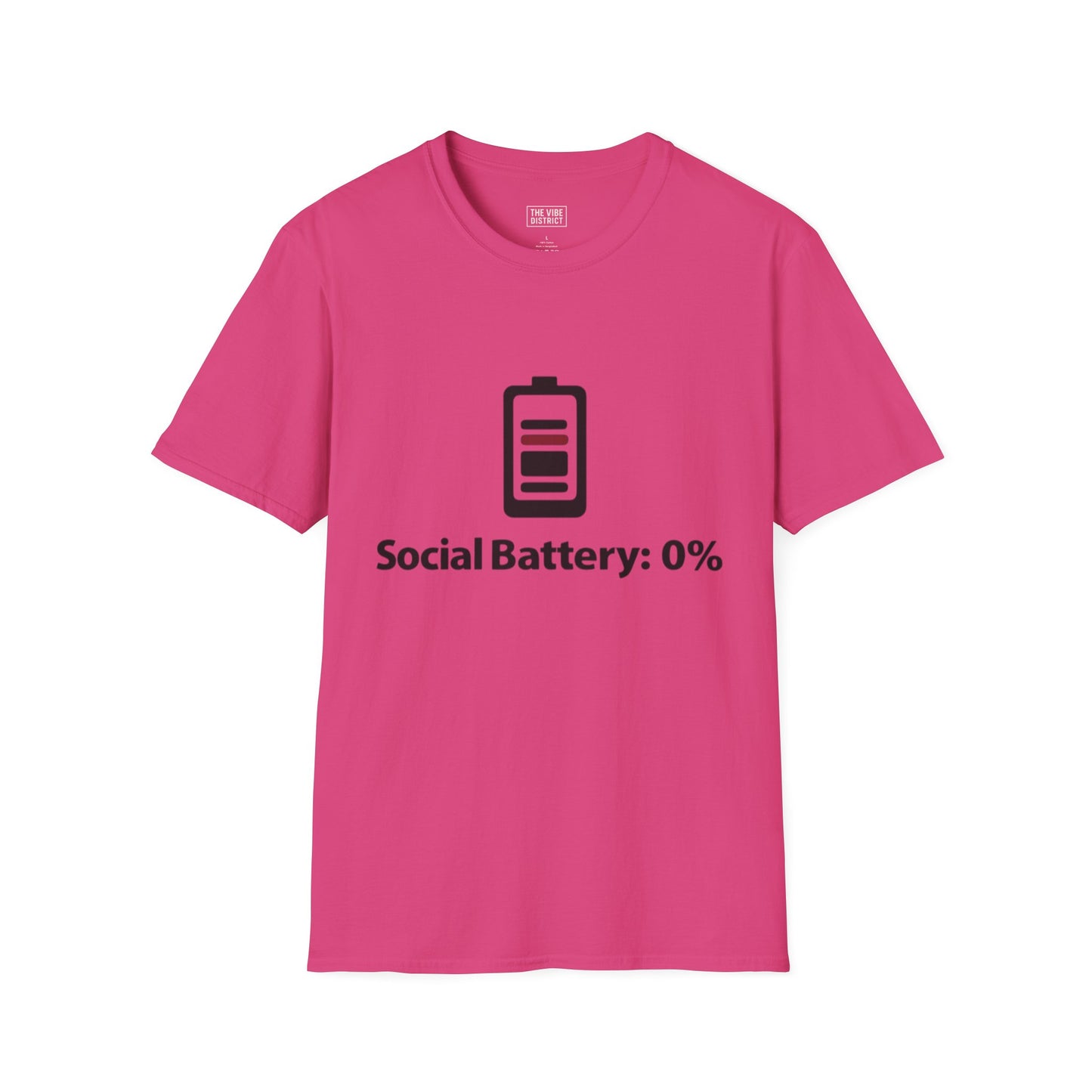 Funny Social Battery T-Shirt - Unisex Softstyle Tee for Introverts