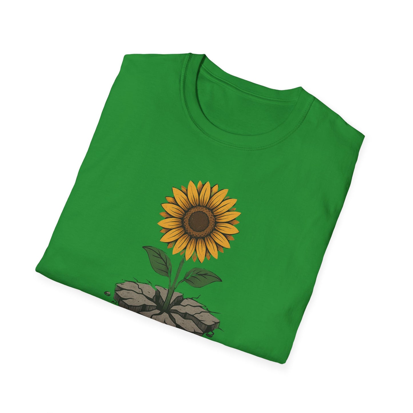 Bloom Through the Concrete Unisex Softstyle T-Shirt, Inspirational Tee, Nature Lover Gift, Motivational Shirt, Gardening Outfit
