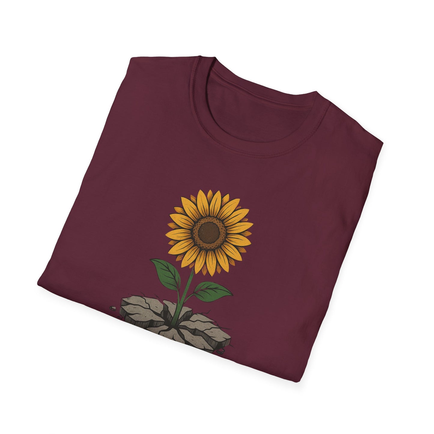 Bloom Through the Concrete Unisex Softstyle T-Shirt, Inspirational Tee, Nature Lover Gift, Motivational Shirt, Gardening Outfit