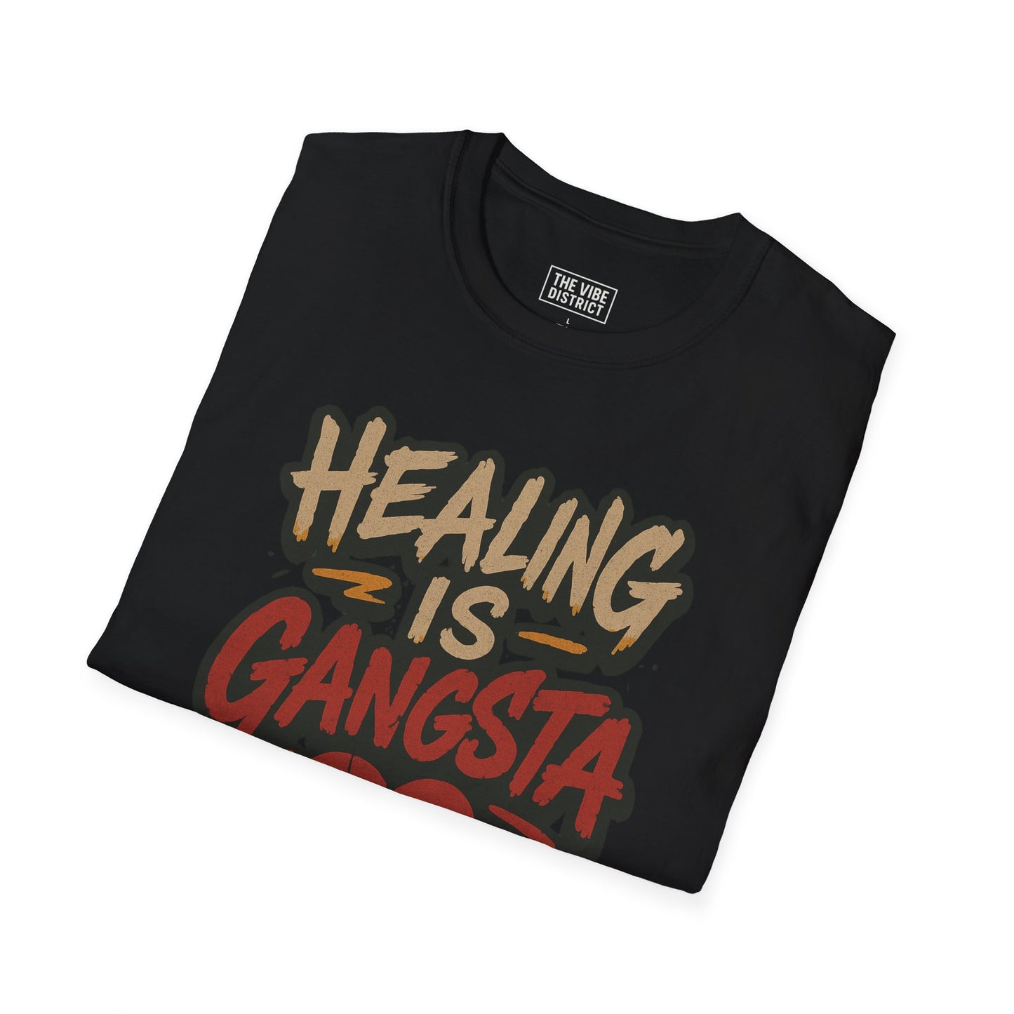 Healing is Gangsta Unisex T-Shirt, Casual Wear, Gift for Friends, Self-Love Shirt, Statement Tee, Heart Design, Unique Apparel