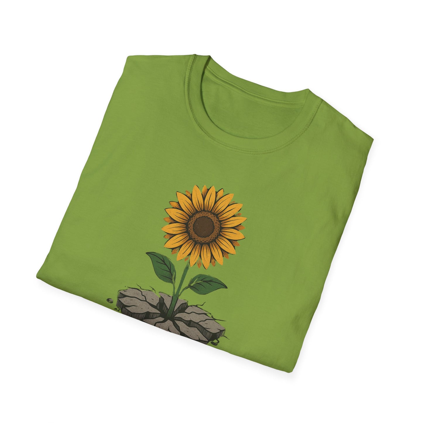 Bloom Through the Concrete Unisex Softstyle T-Shirt, Inspirational Tee, Nature Lover Gift, Motivational Shirt, Gardening Outfit