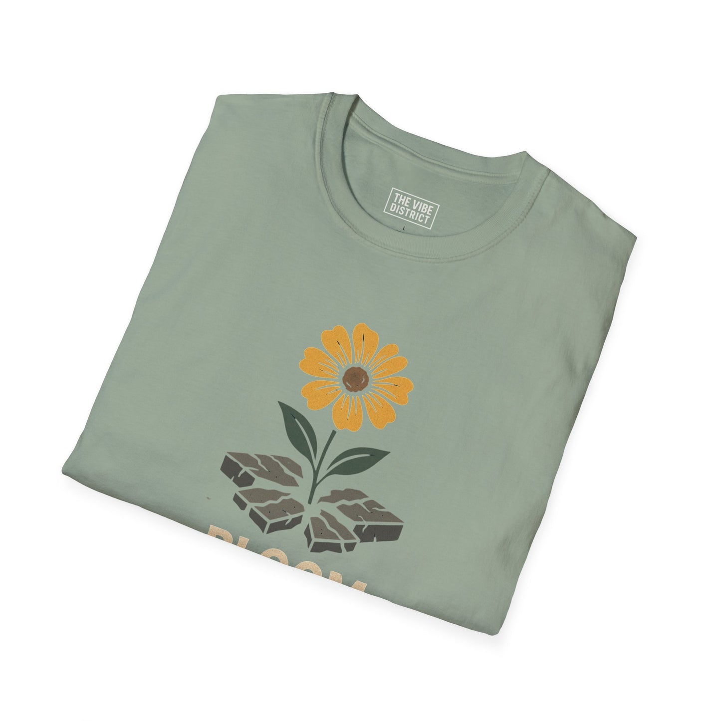 Bloom Through Concrete T-Shirt, Motivational Quote Tee, Gift for Garden Lovers, Positive Vibes Top, Summer Apparel