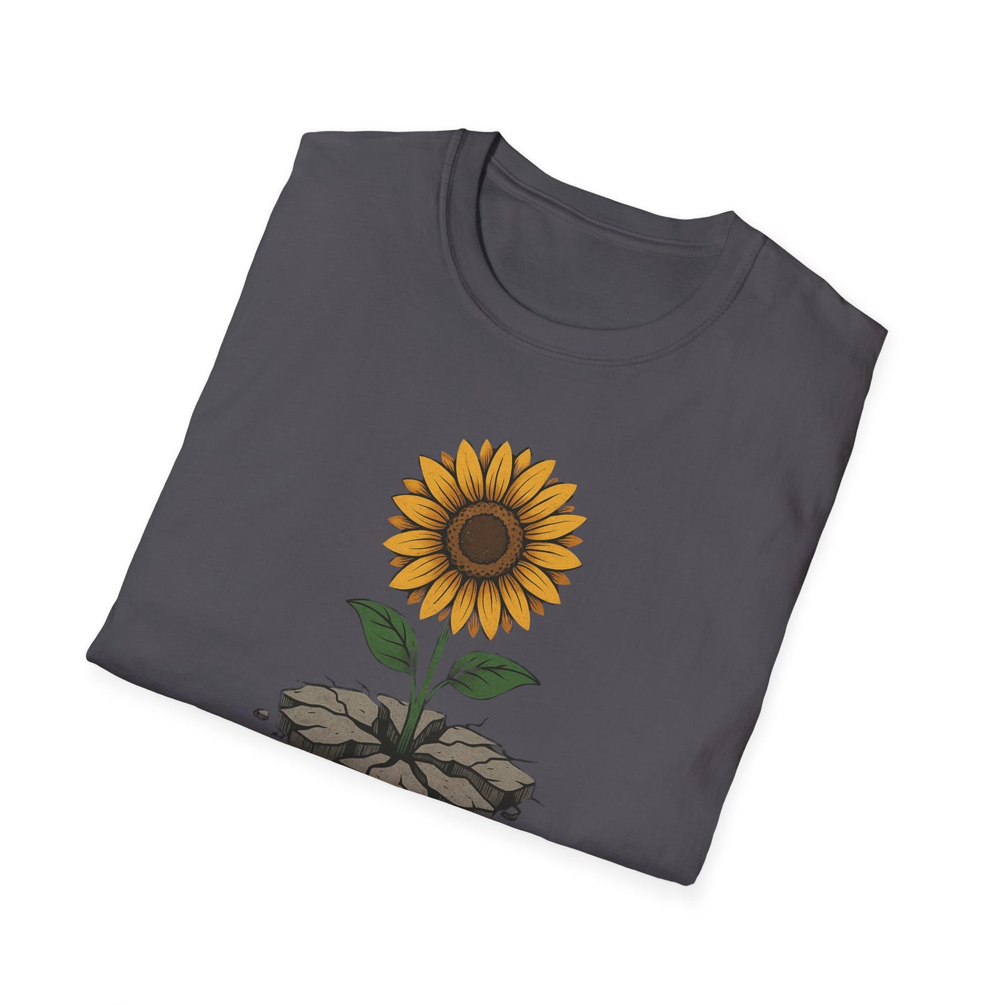 Bloom Through the Concrete Unisex Softstyle T-Shirt, Inspirational Tee, Nature Lover Gift, Motivational Shirt, Gardening Outfit