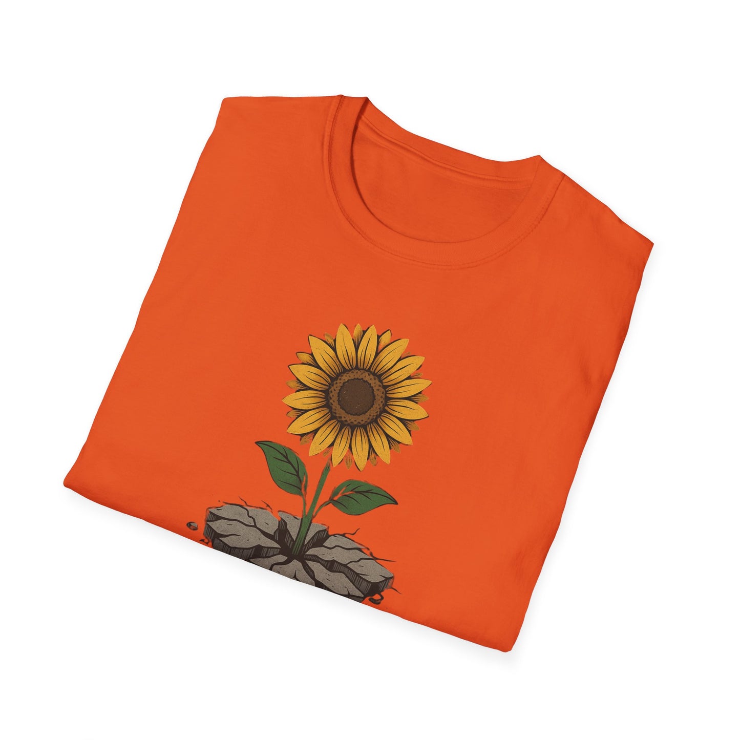 Bloom Through the Concrete Unisex Softstyle T-Shirt, Inspirational Tee, Nature Lover Gift, Motivational Shirt, Gardening Outfit