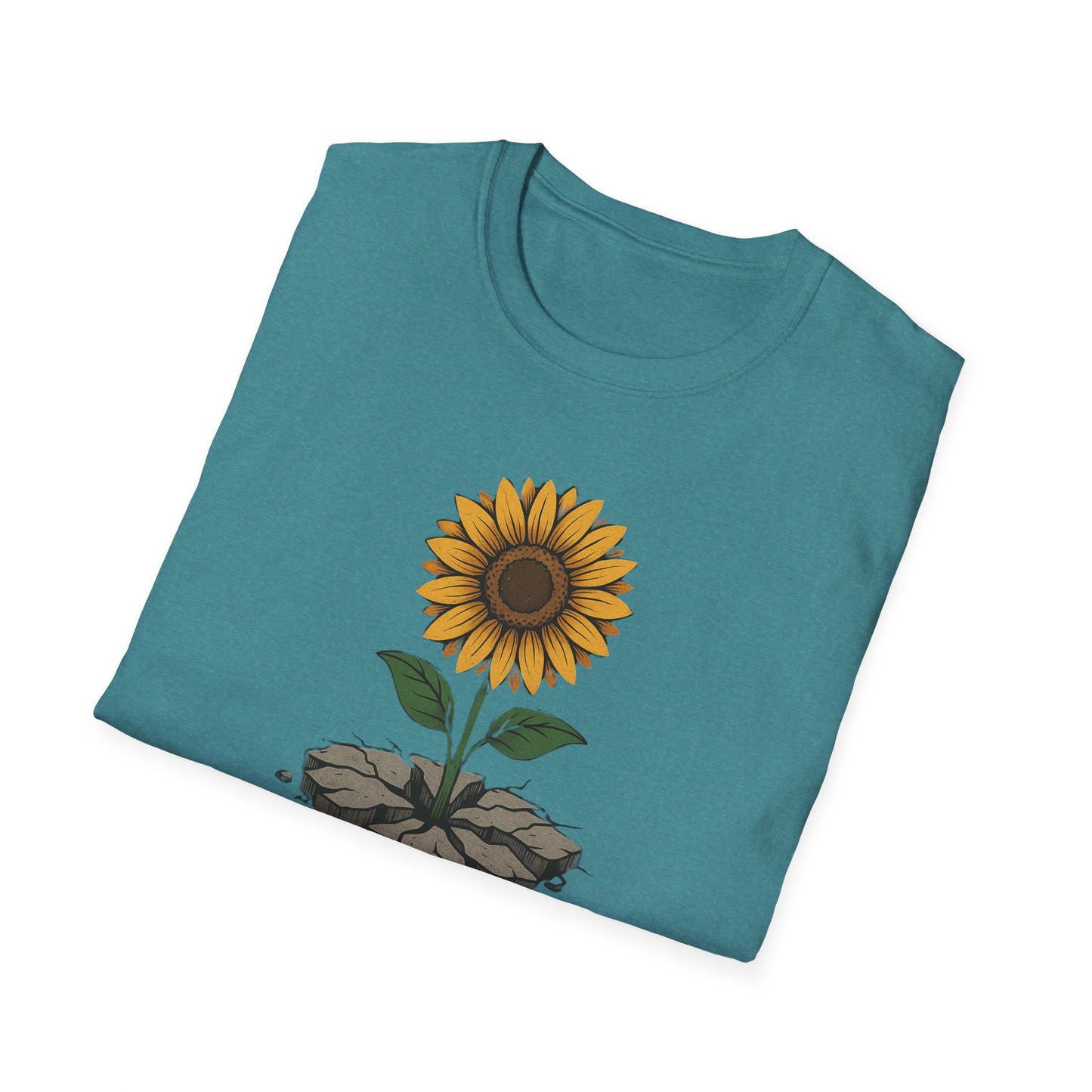 Bloom Through the Concrete Unisex Softstyle T-Shirt, Inspirational Tee, Nature Lover Gift, Motivational Shirt, Gardening Outfit