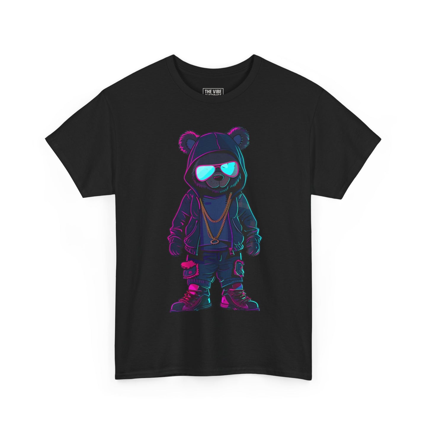 Streetwear Graphic Tee, Hip Hop Style Unisex Heavy Cotton T-Shirt, Cool Bear Art, Casual Wear, Gift for Friends
