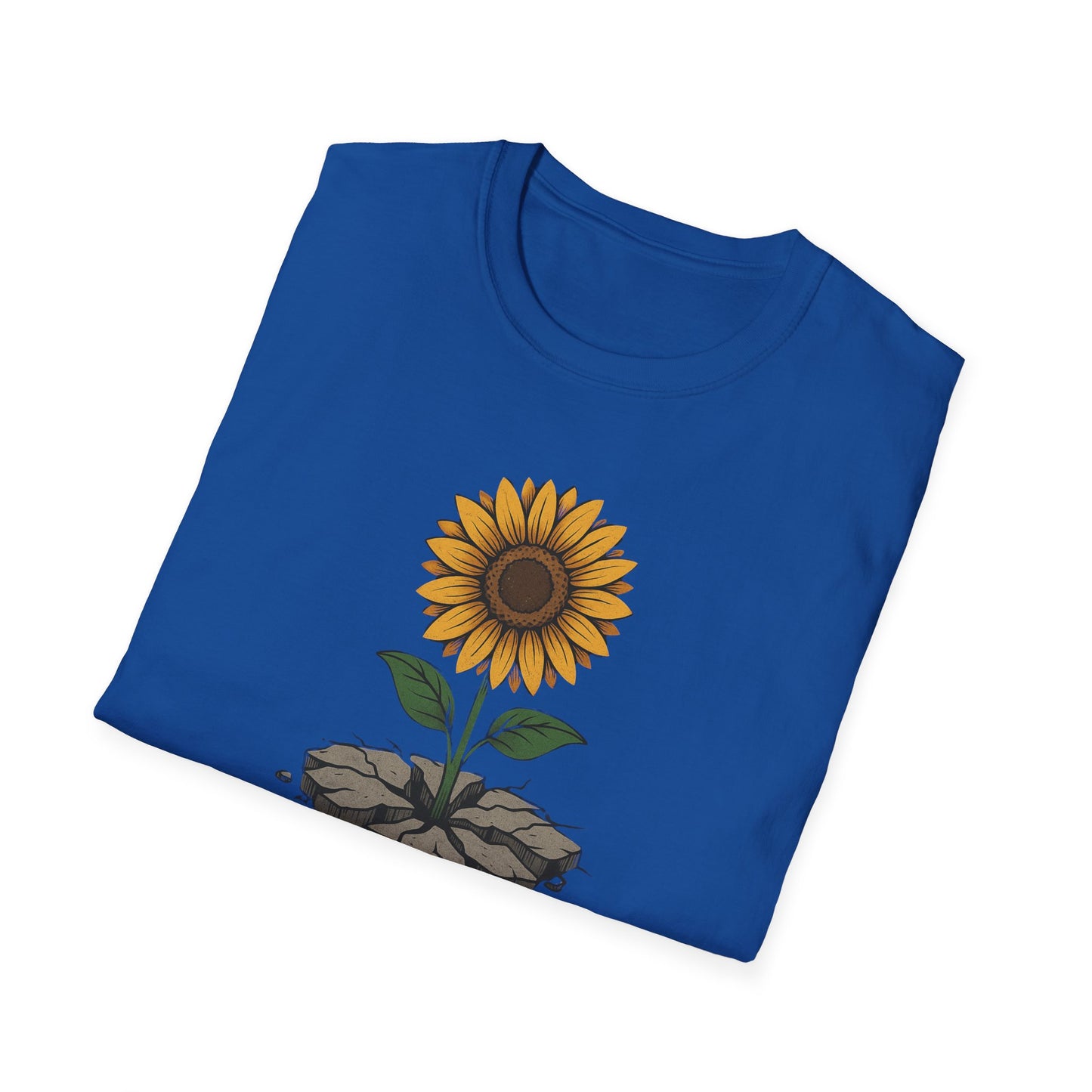 Bloom Through the Concrete Unisex Softstyle T-Shirt, Inspirational Tee, Nature Lover Gift, Motivational Shirt, Gardening Outfit