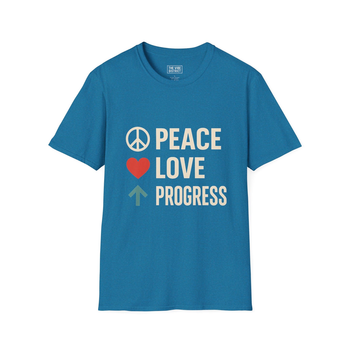 Peace Love Progress Unisex Softstyle T-Shirt, Casual Tee, Gift for Activists, Comfortable Wear, Fundraiser Event Shirt
