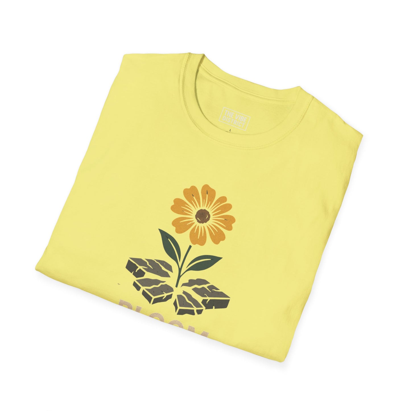 Bloom Through Concrete T-Shirt, Motivational Quote Tee, Gift for Garden Lovers, Positive Vibes Top, Summer Apparel