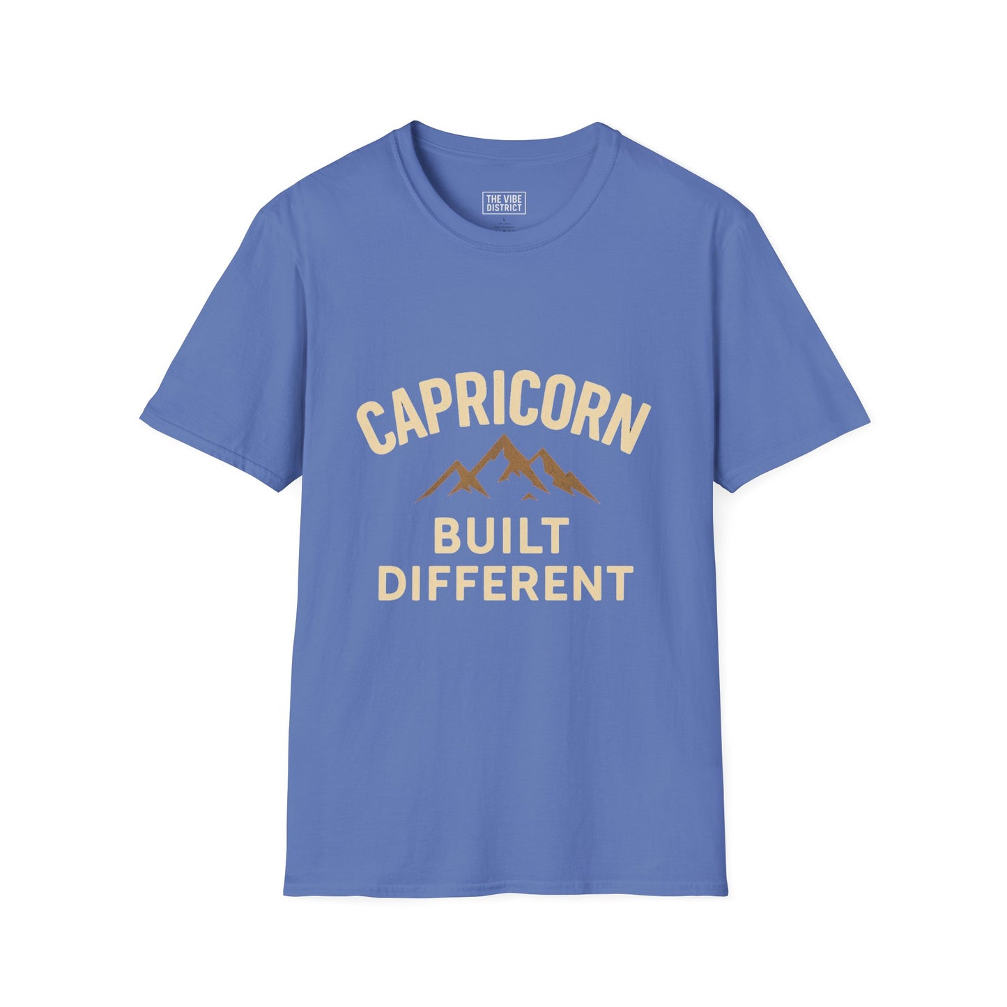 Capricorn Built Different T-Shirt, Unisex Softstyle Tee, Zodiac Sign Apparel, Astrology Gift, Mountain Vibe Shirt, Capricorn Merch