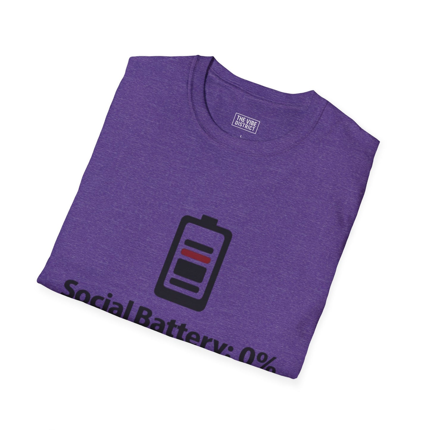 Funny Social Battery T-Shirt - Unisex Softstyle Tee for Introverts