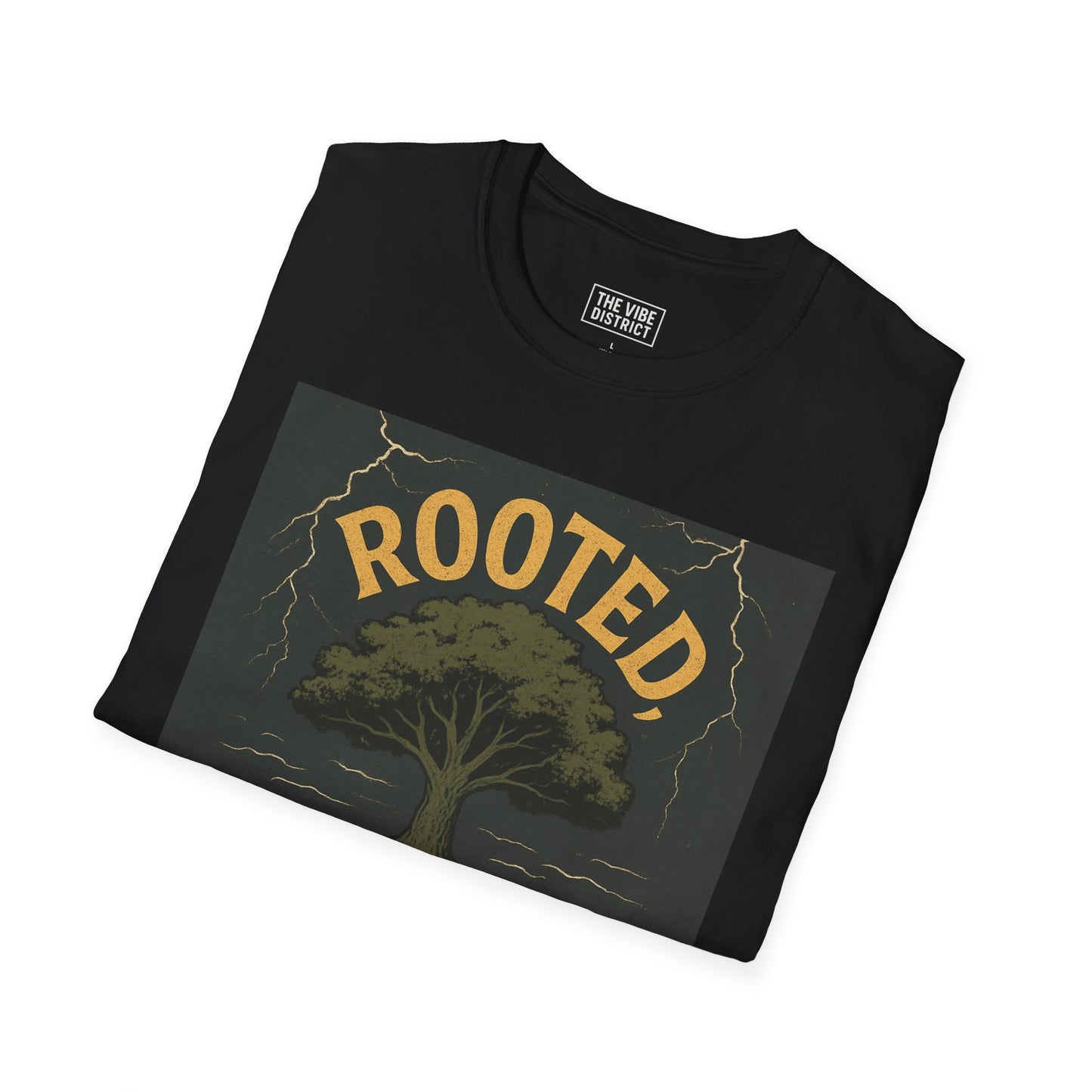 Rooted Not Shaken Unisex Softstyle T-Shirt, Tree Graphic Tee, Nature Lover Gift, Motivational Shirt, Eco-Friendly Apparel