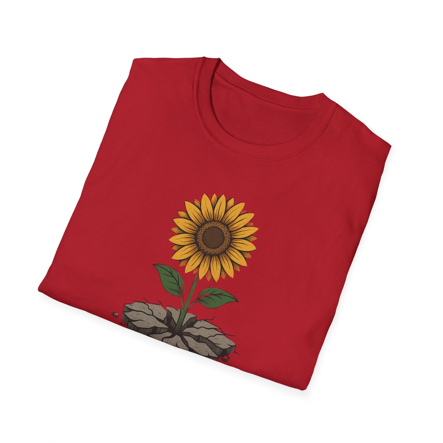 Bloom Through the Concrete Unisex Softstyle T-Shirt, Inspirational Tee, Nature Lover Gift, Motivational Shirt, Gardening Outfit