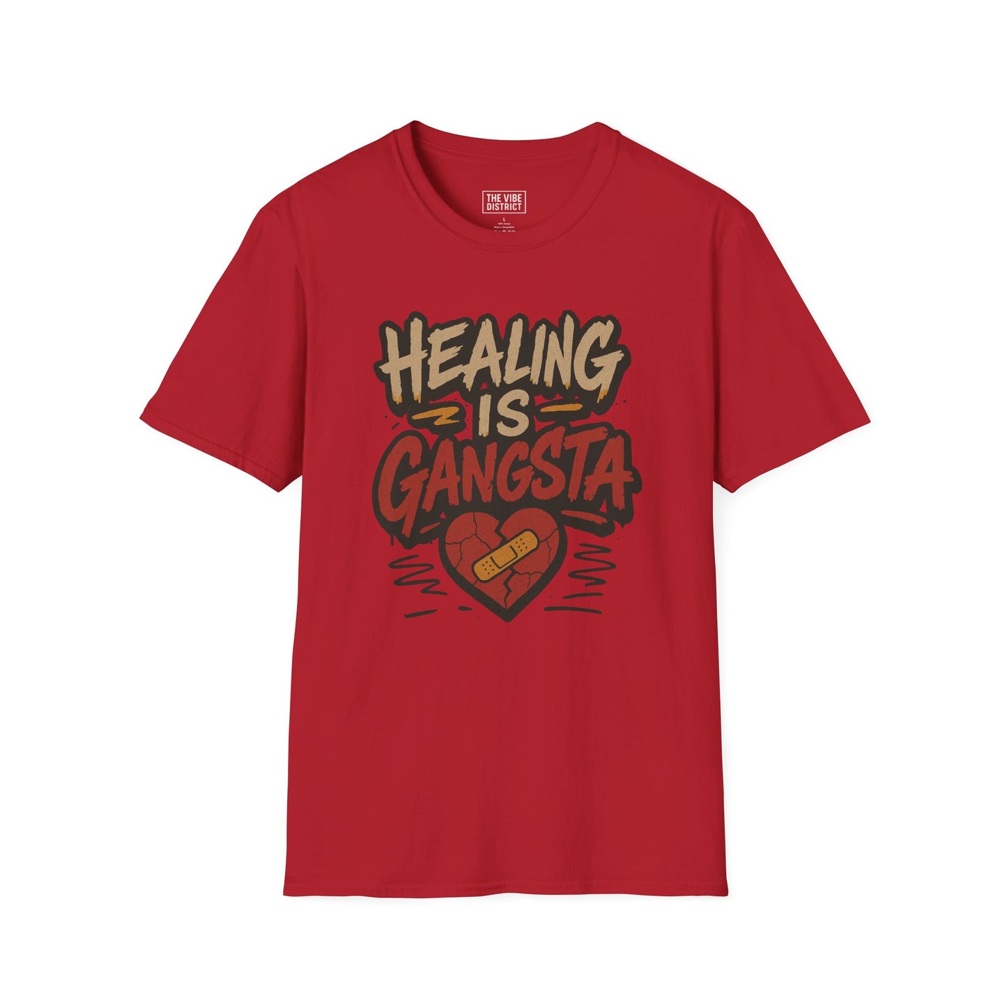 Healing is Gangsta Unisex T-Shirt, Casual Wear, Gift for Friends, Self-Love Shirt, Statement Tee, Heart Design, Unique Apparel
