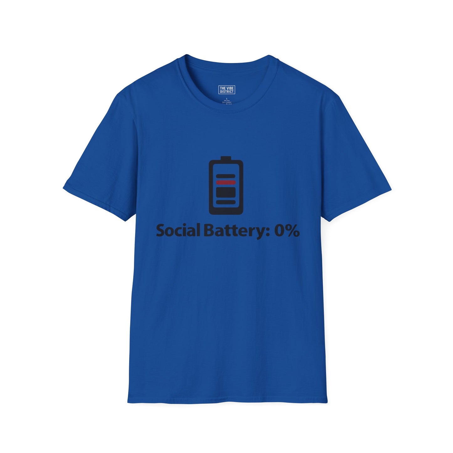 Funny Social Battery T-Shirt - Unisex Softstyle Tee for Introverts