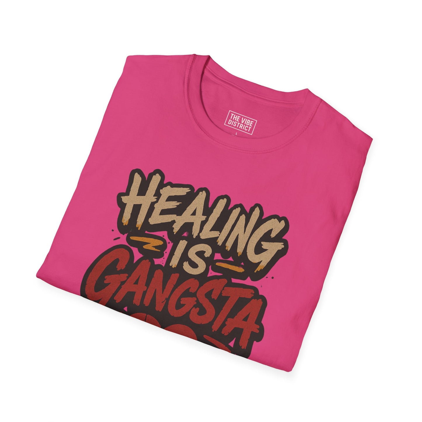 Healing is Gangsta Unisex T-Shirt, Casual Wear, Gift for Friends, Self-Love Shirt, Statement Tee, Heart Design, Unique Apparel