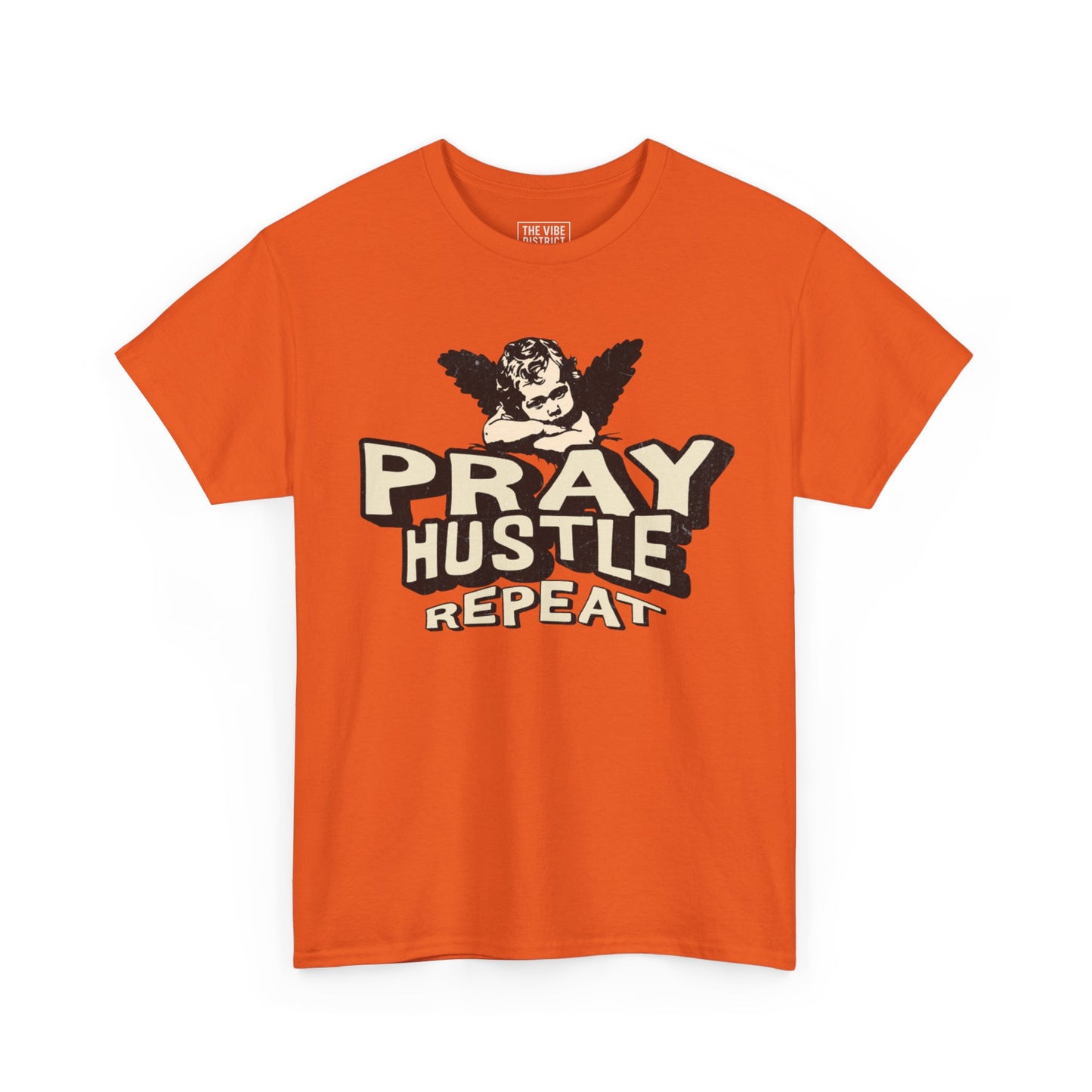 Inspirational Unisex Heavy Cotton Tee - Pray Hustle Repeat, Motivational Shirt, Gift for Entrepreneurs, Casual Wear, Empowerment Tee
