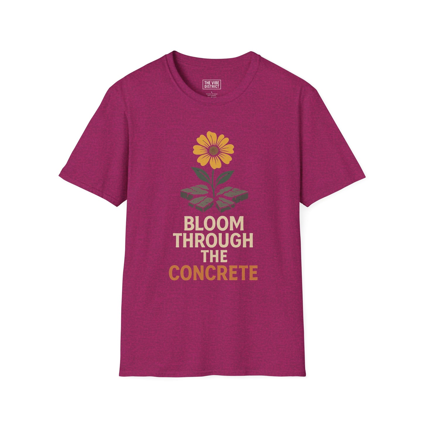 Bloom Through Concrete T-Shirt, Motivational Quote Tee, Gift for Garden Lovers, Positive Vibes Top, Summer Apparel