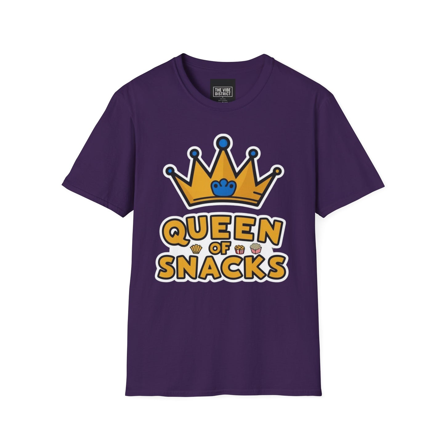 Queen of Snacks Unisex Softstyle T-Shirt - Fun & Comfortable Graphic Tee for Snack Lovers