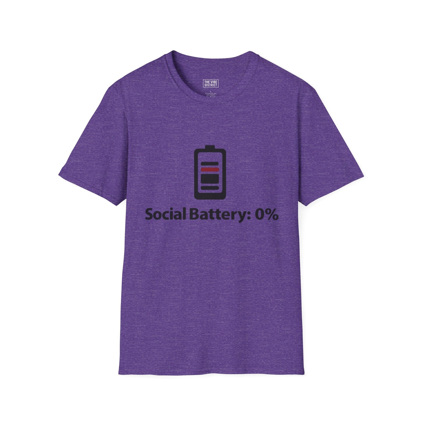 Funny Social Battery T-Shirt - Unisex Softstyle Tee for Introverts
