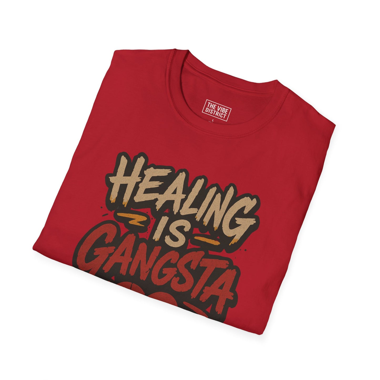 Healing is Gangsta Unisex T-Shirt, Casual Wear, Gift for Friends, Self-Love Shirt, Statement Tee, Heart Design, Unique Apparel