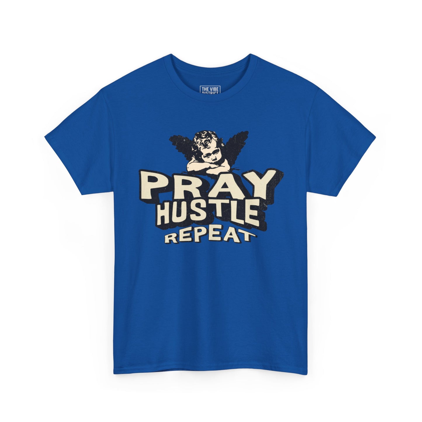Inspirational Unisex Heavy Cotton Tee - Pray Hustle Repeat, Motivational Shirt, Gift for Entrepreneurs, Casual Wear, Empowerment Tee