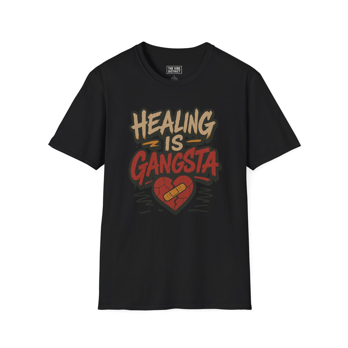 Healing is Gangsta Unisex T-Shirt, Casual Wear, Gift for Friends, Self-Love Shirt, Statement Tee, Heart Design, Unique Apparel