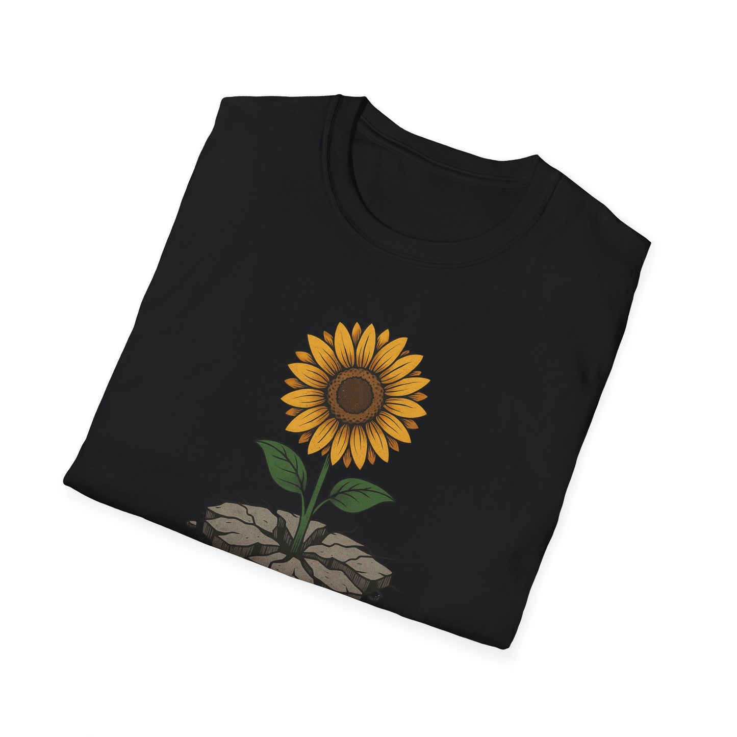 Bloom Through the Concrete Unisex Softstyle T-Shirt, Inspirational Tee, Nature Lover Gift, Motivational Shirt, Gardening Outfit
