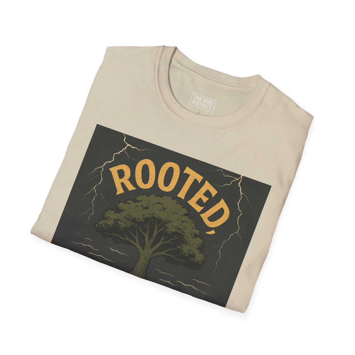 Rooted Not Shaken Unisex Softstyle T-Shirt, Tree Graphic Tee, Nature Lover Gift, Motivational Shirt, Eco-Friendly Apparel