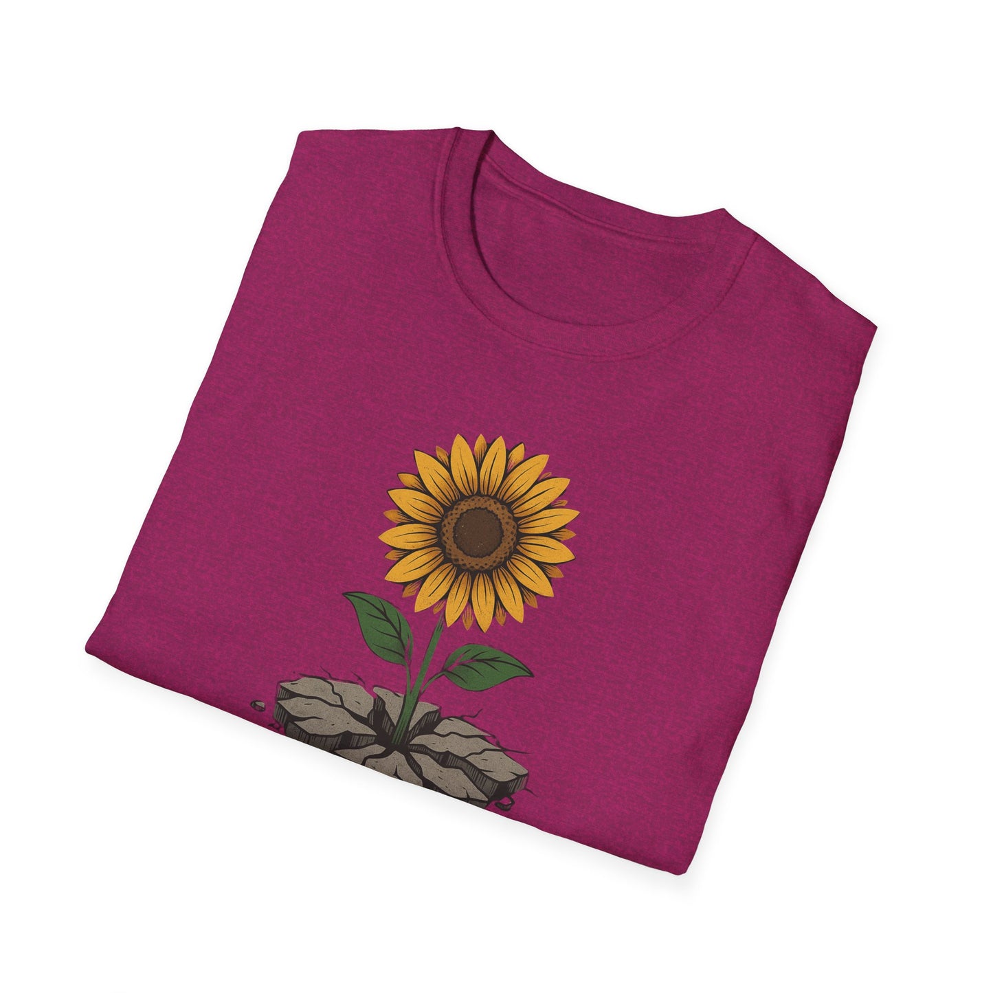 Bloom Through the Concrete Unisex Softstyle T-Shirt, Inspirational Tee, Nature Lover Gift, Motivational Shirt, Gardening Outfit