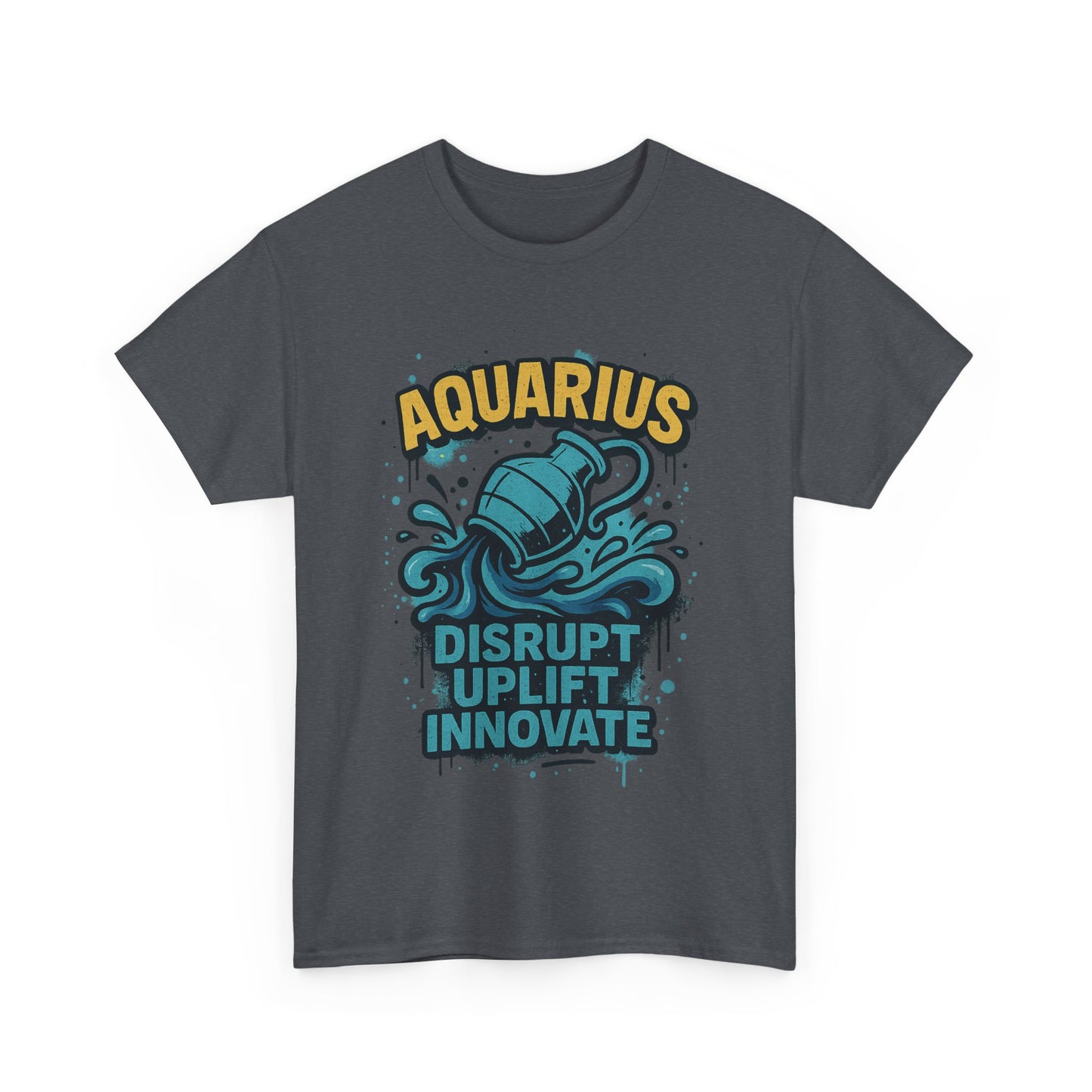 Aquarius Disrupt Uplift Innovate Tee | Zodiac Shirt, Astrology Tee, Birthday Gift, Unisex Cotton Top, Horoscope Apparel