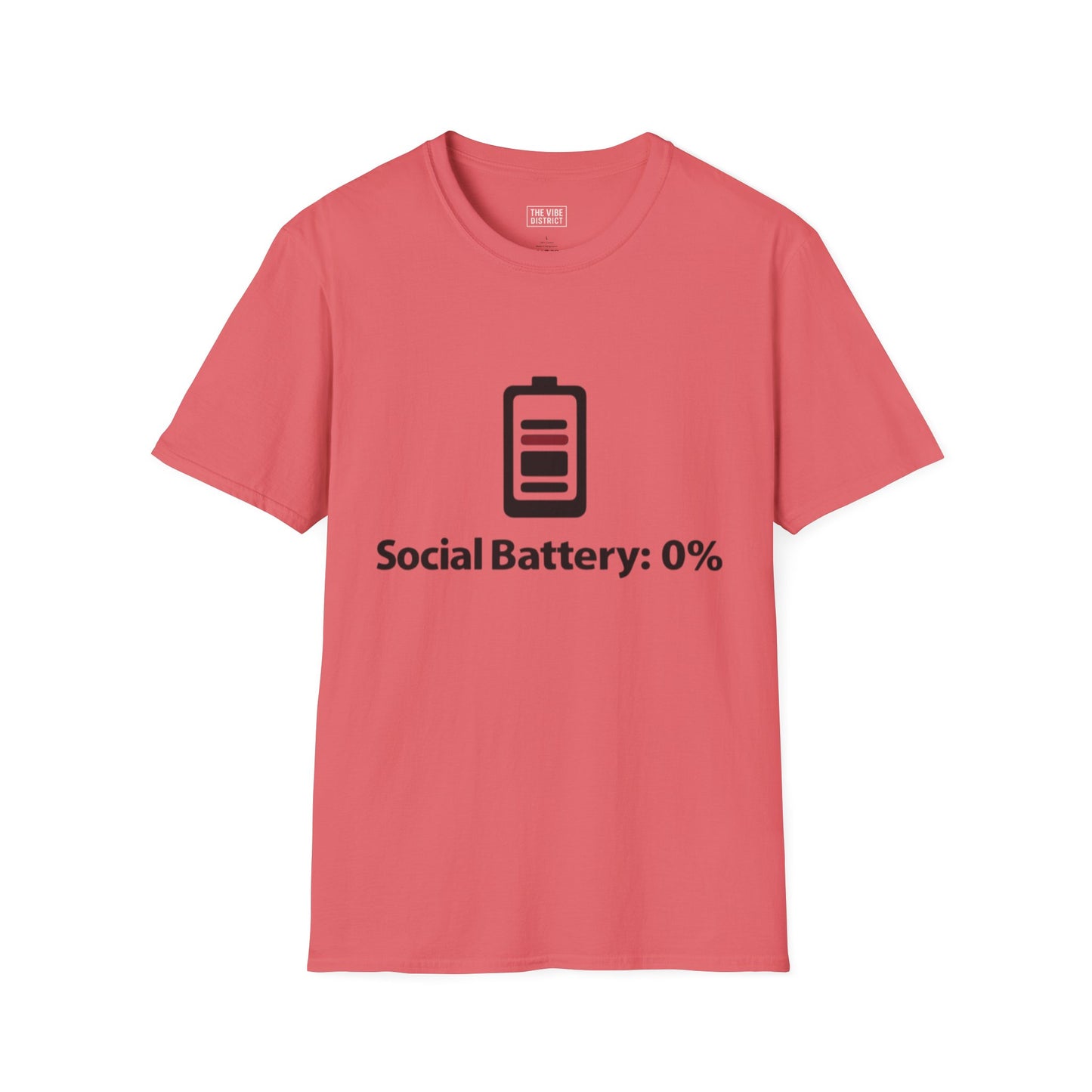 Funny Social Battery T-Shirt - Unisex Softstyle Tee for Introverts