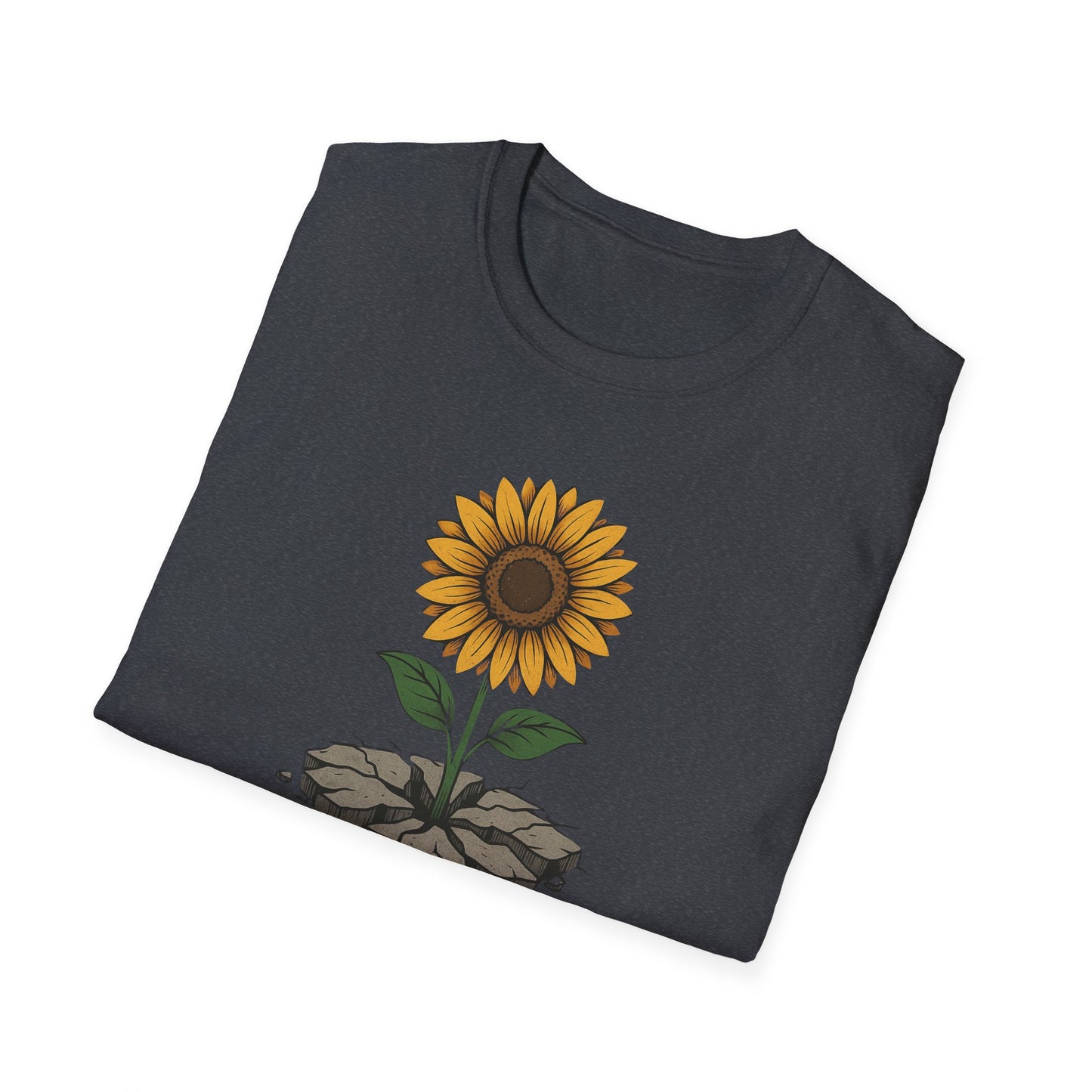Bloom Through the Concrete Unisex Softstyle T-Shirt, Inspirational Tee, Nature Lover Gift, Motivational Shirt, Gardening Outfit