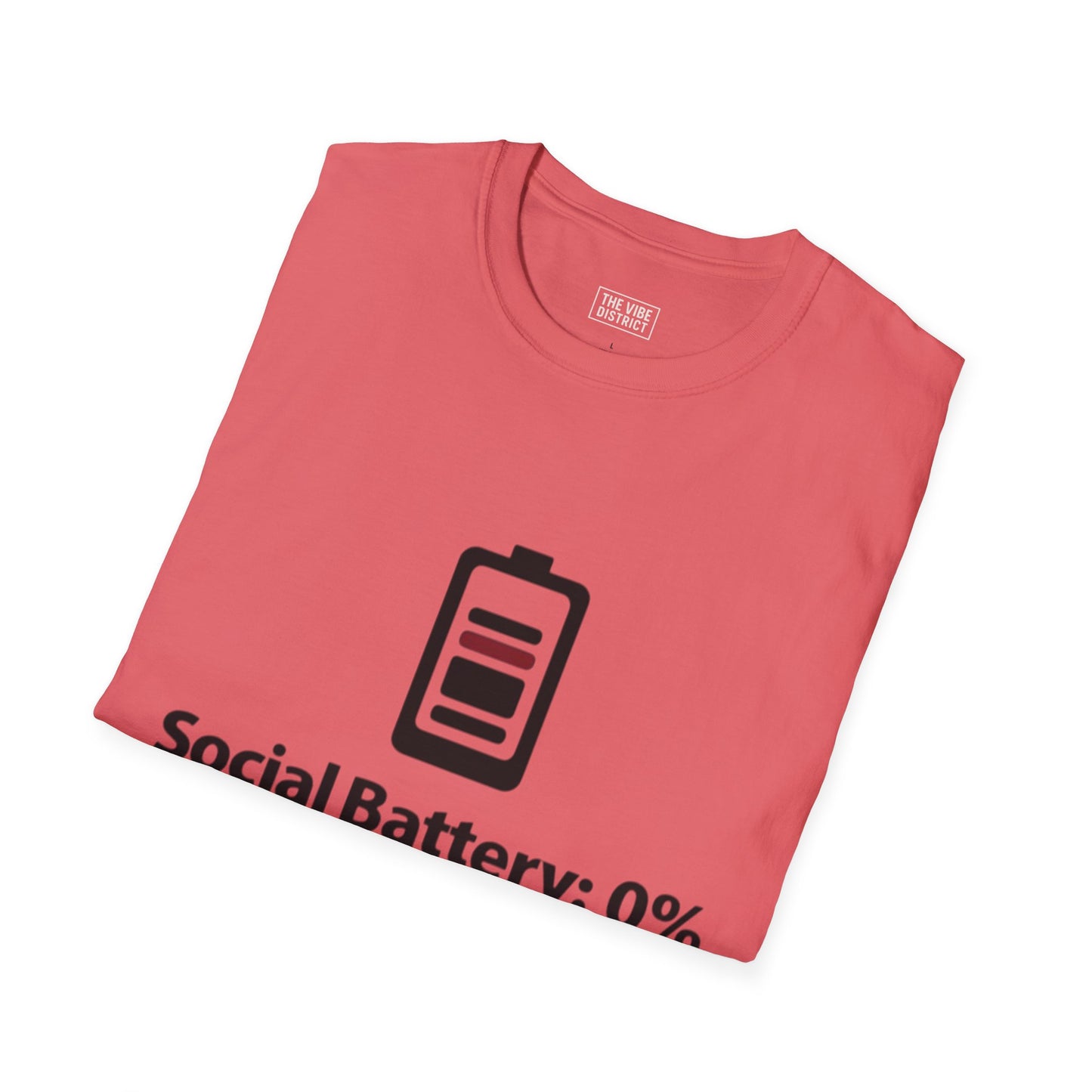 Funny Social Battery T-Shirt - Unisex Softstyle Tee for Introverts