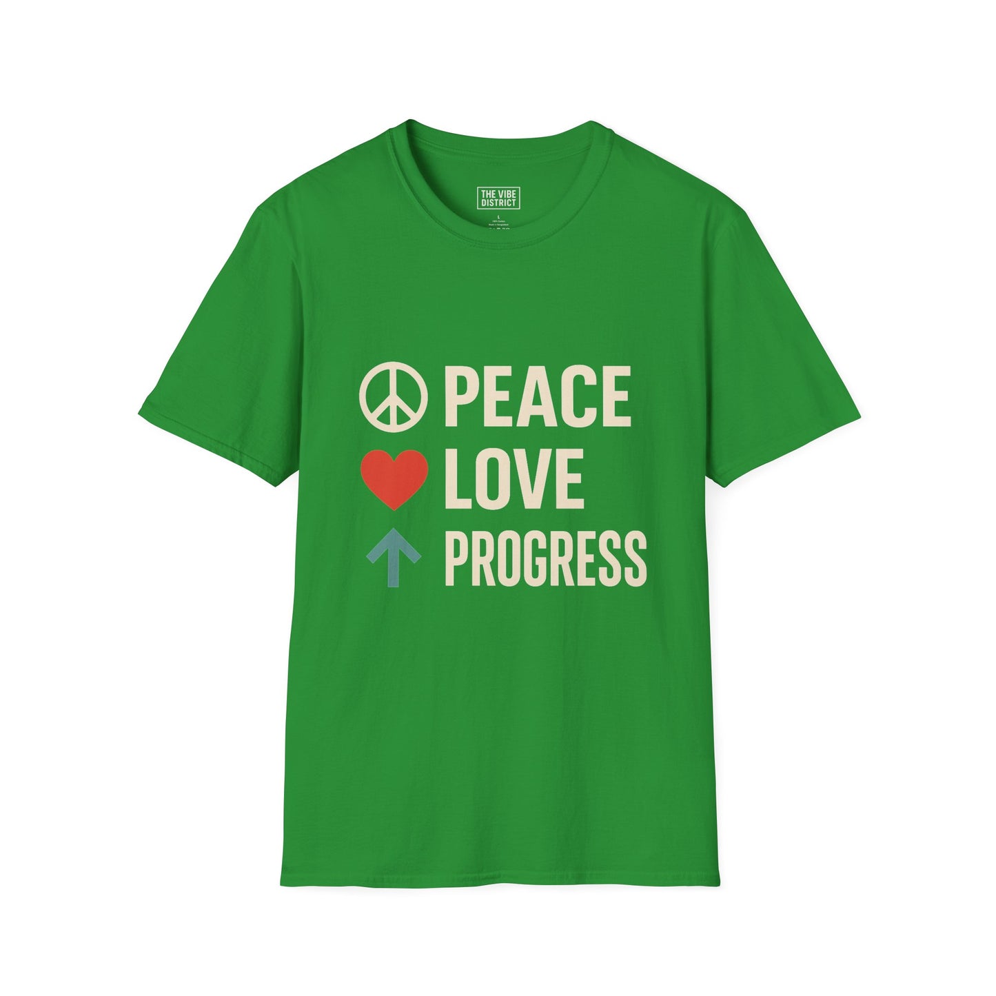 Peace Love Progress Unisex Softstyle T-Shirt, Casual Tee, Gift for Activists, Comfortable Wear, Fundraiser Event Shirt