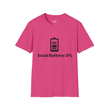 Funny Social Battery T-Shirt - Unisex Softstyle Tee for Introverts