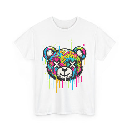 Colorful Graffiti Bear Tee: Stylish Unisex Cotton Shirt, Casual Wear, Gift for Kids & Teens, Streetwear, Fun Graphic Tee