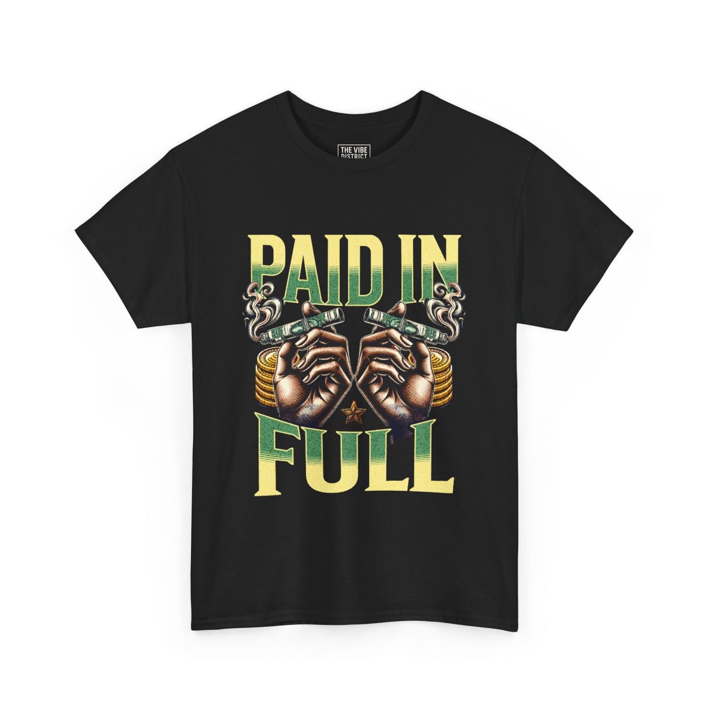 'Paid in Full' Graphic, Unisex Heavy Cotton T-Shirt, Casual Wear, Gift for Friends, Streetwear Style, Unique Fashion