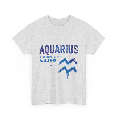 Aquarius Unisex Heavy Cotton Tee | Visionary Rebel T-Shirt | Zodiac Apparel | Astrology Gift | Birthday Tee | Horoscope Fashion