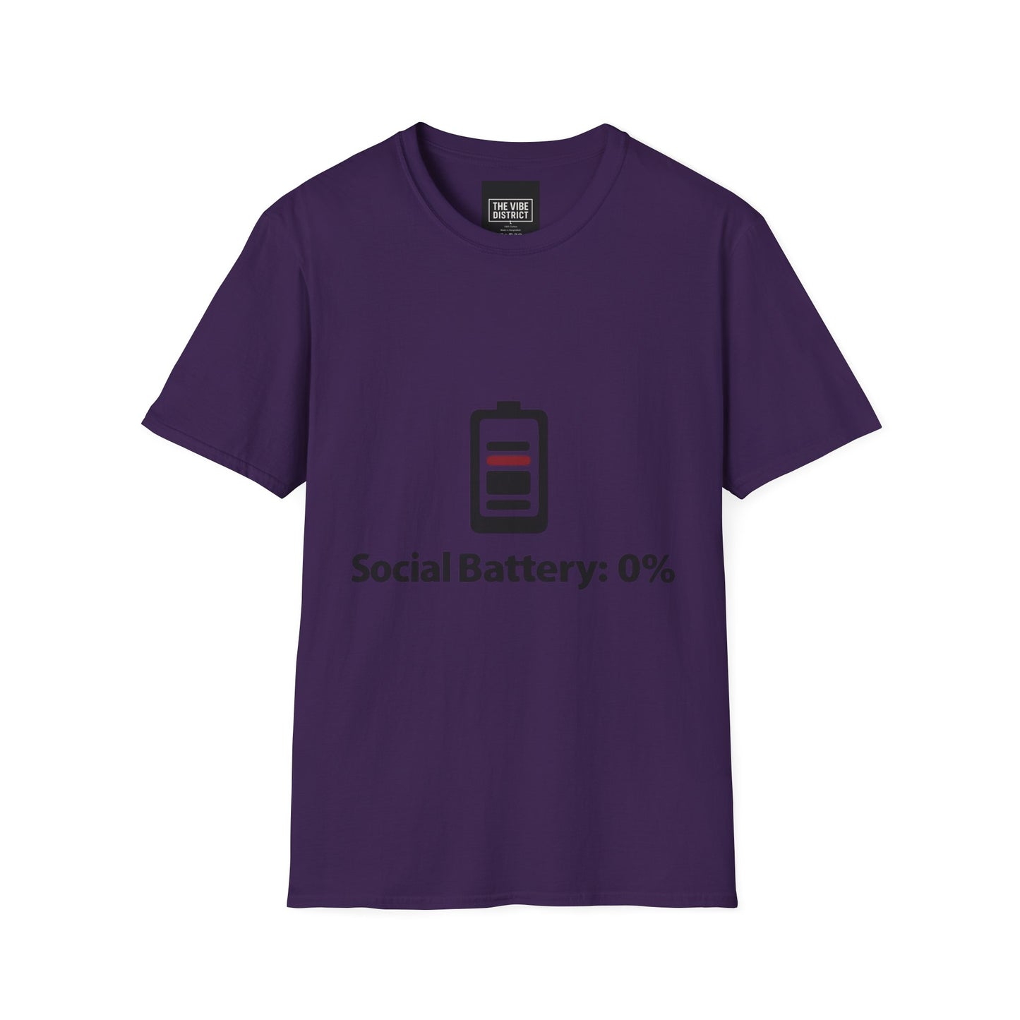 Funny Social Battery T-Shirt - Unisex Softstyle Tee for Introverts