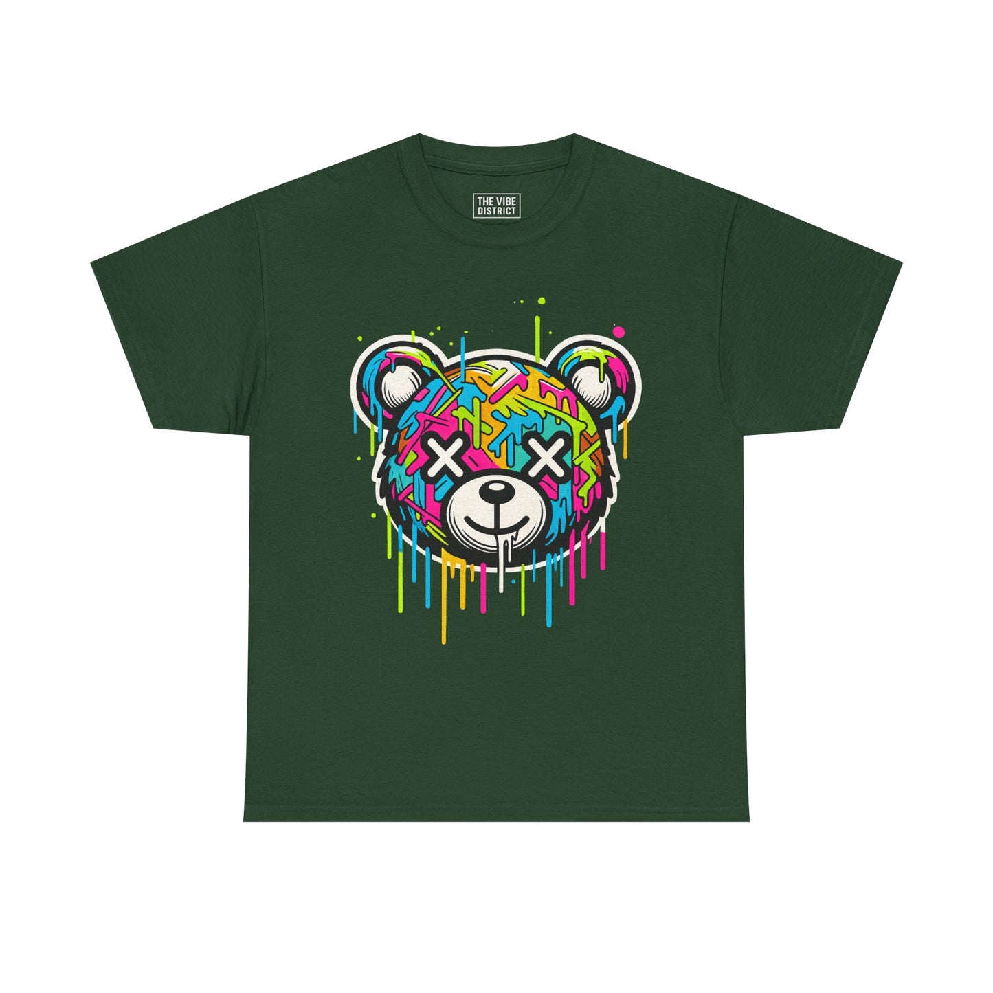 Colorful Graffiti Bear Tee: Stylish Unisex Cotton Shirt, Casual Wear, Gift for Kids & Teens, Streetwear, Fun Graphic Tee