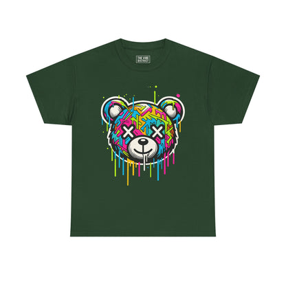 Colorful Graffiti Bear Tee: Stylish Unisex Cotton Shirt, Casual Wear, Gift for Kids & Teens, Streetwear, Fun Graphic Tee