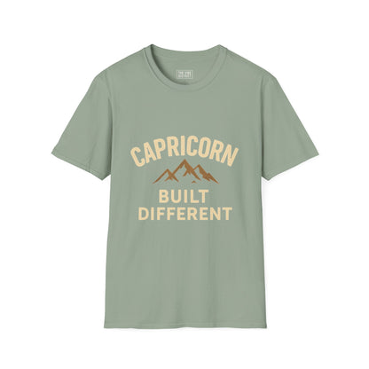 Capricorn Built Different T-Shirt, Unisex Softstyle Tee, Zodiac Sign Apparel, Astrology Gift, Mountain Vibe Shirt, Capricorn Merch
