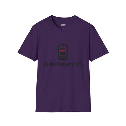 Funny Social Battery T-Shirt - Unisex Softstyle Tee for Introverts
