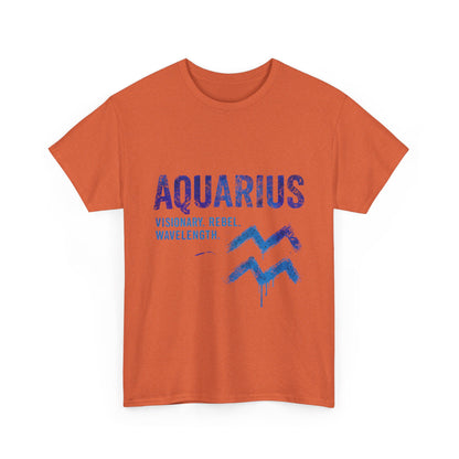 Aquarius Unisex Heavy Cotton Tee | Visionary Rebel T-Shirt | Zodiac Apparel | Astrology Gift | Birthday Tee | Horoscope Fashion