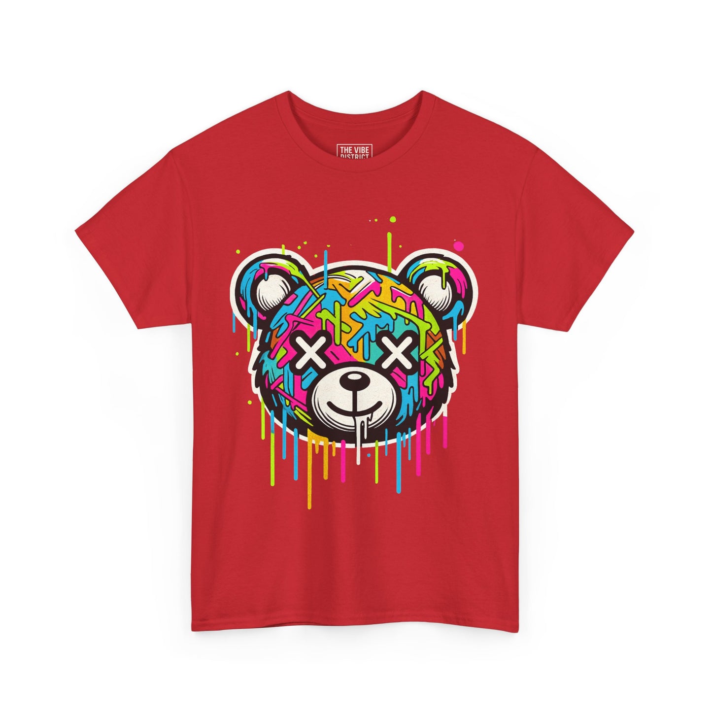 Colorful Graffiti Bear Tee: Stylish Unisex Cotton Shirt, Casual Wear, Gift for Kids & Teens, Streetwear, Fun Graphic Tee