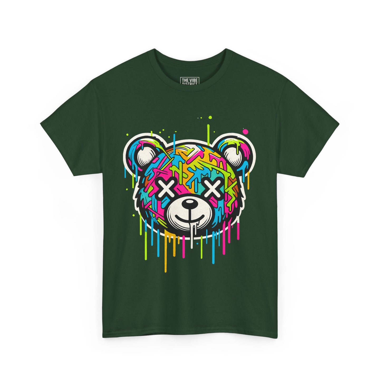Colorful Graffiti Bear Tee: Stylish Unisex Cotton Shirt, Casual Wear, Gift for Kids & Teens, Streetwear, Fun Graphic Tee