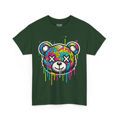 Colorful Graffiti Bear Tee: Stylish Unisex Cotton Shirt, Casual Wear, Gift for Kids & Teens, Streetwear, Fun Graphic Tee