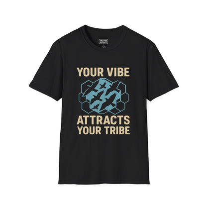 Your Vibe Attracts Your Tribe Unisex Softstyle T-Shirt, Casual Tee, Motivational Shirt, Gifts for Friends, Self-Care Wardrobe